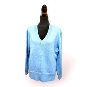 Zara knit blue sweater. Pullover V neckline. Size L.